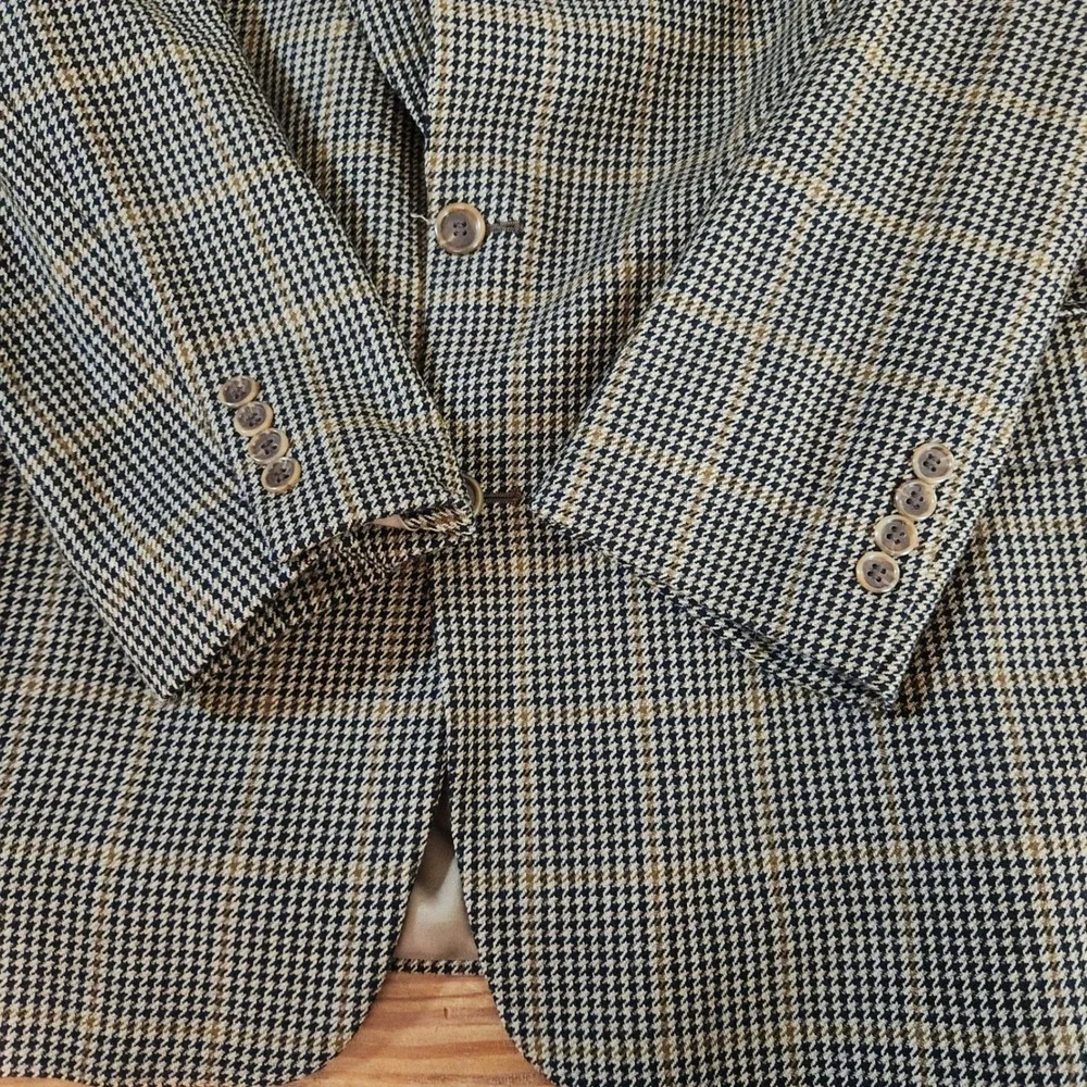 Vtg Evan-Picone McAlpins 100% Lambwool Worsted Sport Coat 44L‎ Brown Houndstooth